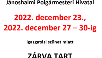 Polgármesteri Hivatal - Igazgatási szünet
